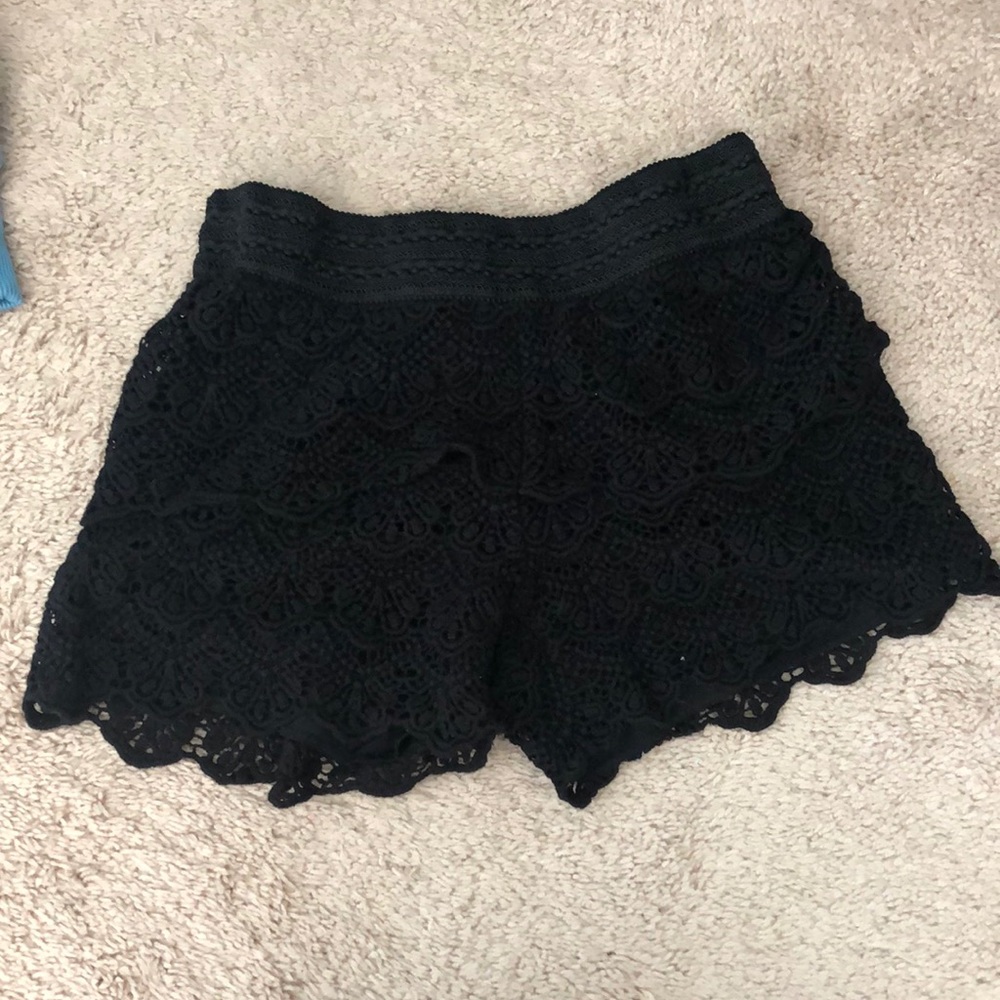 EUC Justice Girls Black Lace Shorts